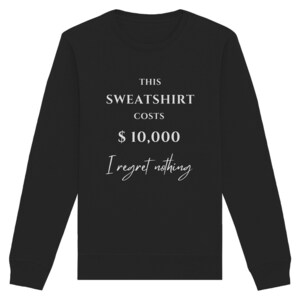 THIS SWEATER COSTS 10,000 Dollar. I regret nothing. Lustiger Spruch Pullover witziges Sweatshirt Black