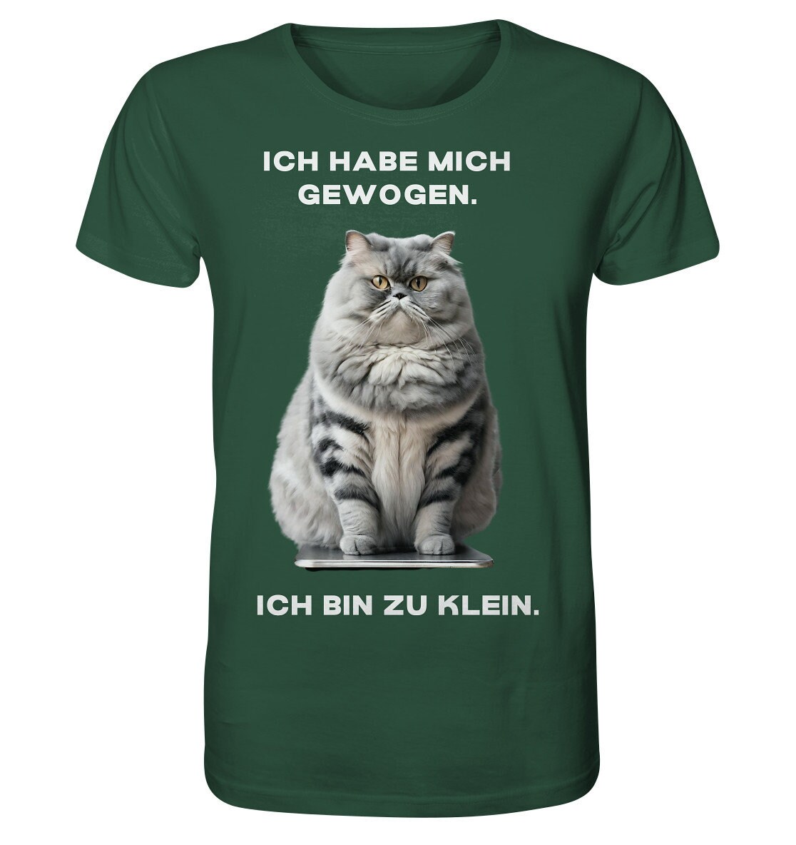 Katzenliebhaber T-Shirt Lustige Dicke Katze Spruch Ich Hab Mich Gewogen