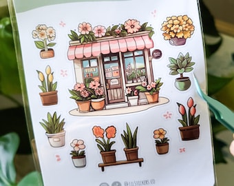 Frühlings Pflanzen Sticker Set – 2 Bögen, Für Planner, Journal, Garten-Thema, Handgefertigt