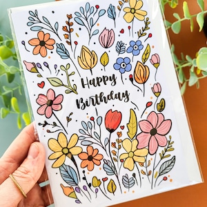 Geburtstagskarte Blumen Happy Birthday