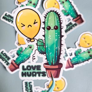 Kaktus und Luftballon Sticker Aufkleber