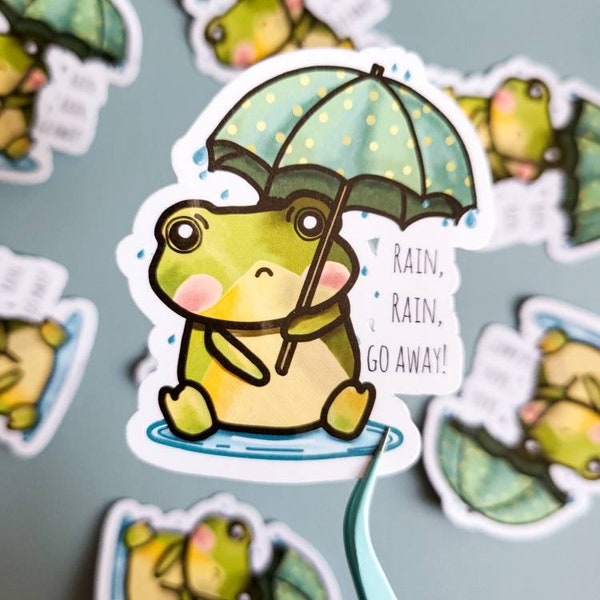 Frosch mit Regenschirm Aufkleber Sticker