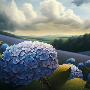 Blue hydrangea flowers digital art