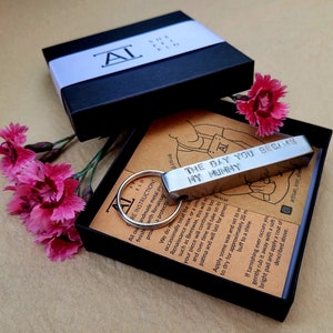 The day you became my Mummy. Keyring - Hand-stamped metal keyring. Mother&#39;s day gift. Personalised. Birthday. New Mummy gift. Mum Gift.