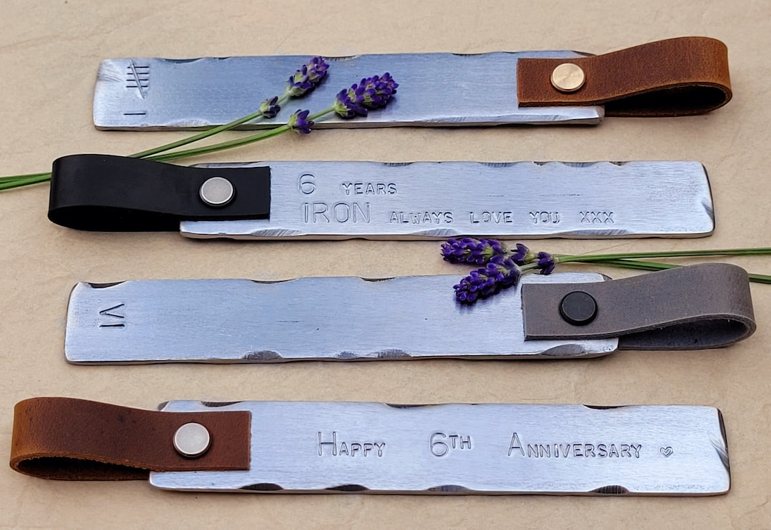 Personalised 6th Anniversary Iron Bookmark With Leather Strap - Etsy