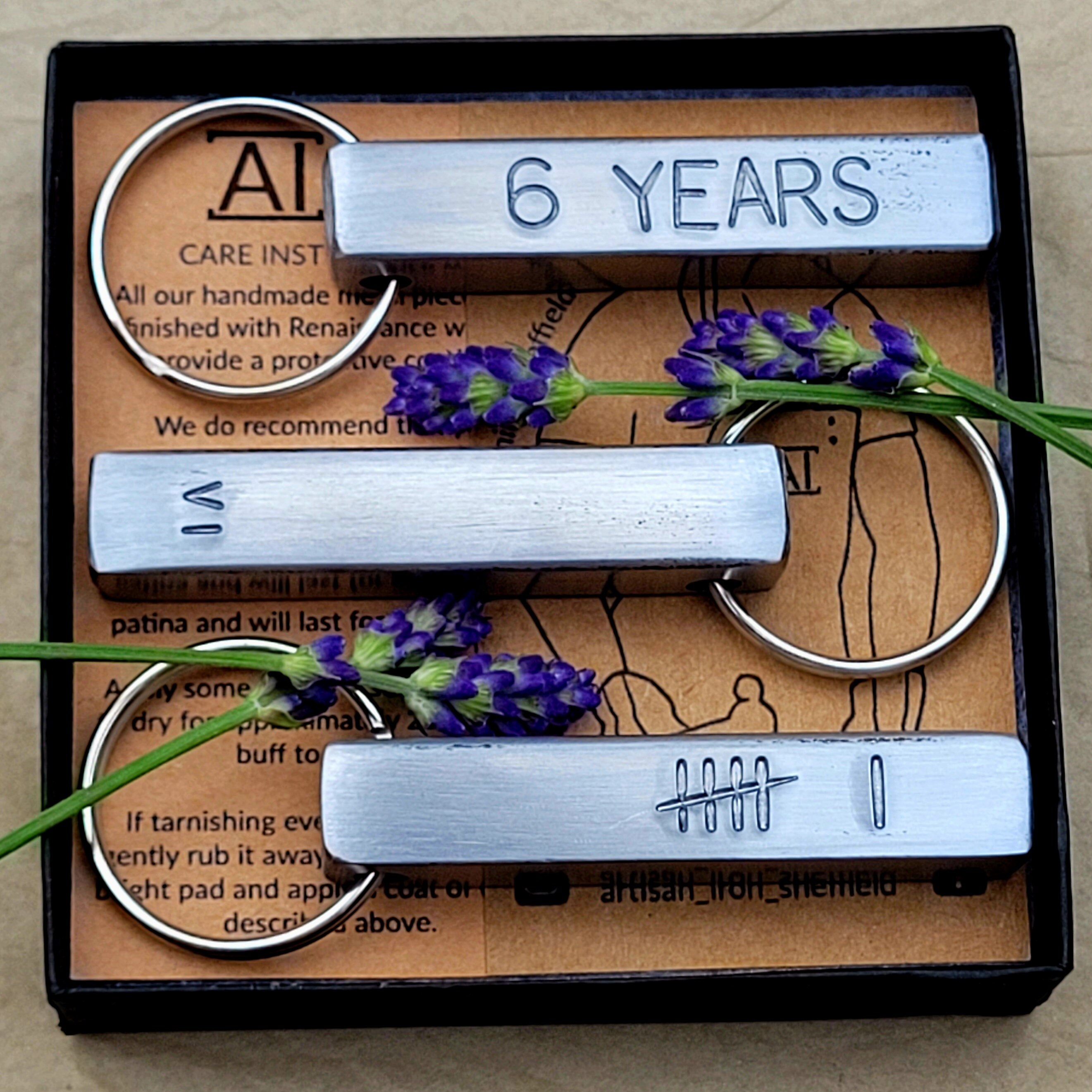 Handmade Iron 6th Anniversary Keychain: Roman Numeral VI Stamped ...