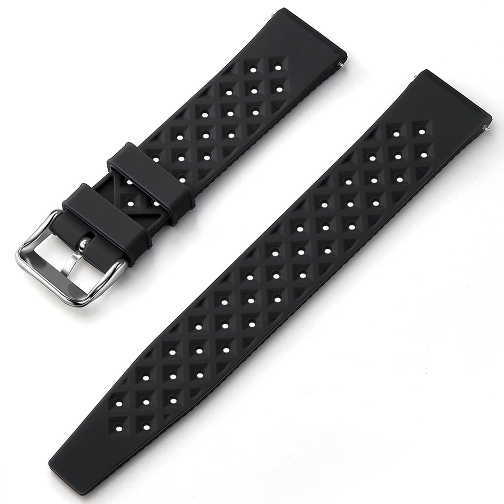 Tropic Vintage Watch Strap / Soft Silicone / Black / Stainless Etsy
