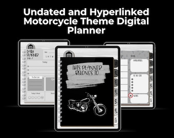 Ride to Success: Planificador digital sin fecha con temática de motocicletas (mensual, semanal, diario y con hipervínculos) - Disponible para 2026