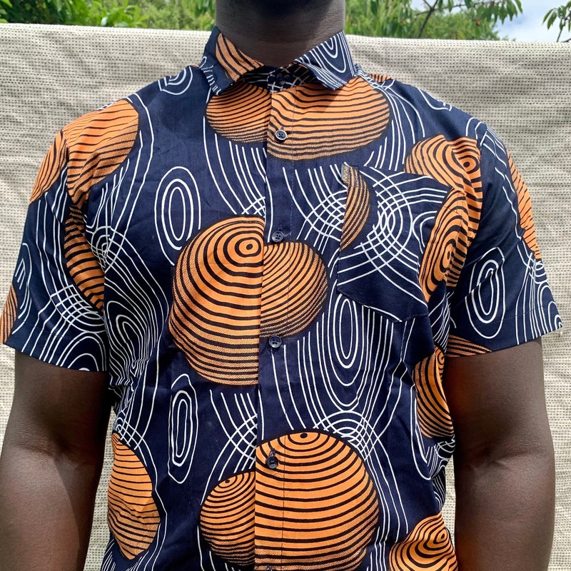 Ankara African Wax Print Men's Short Sleeve Shirt main image 0