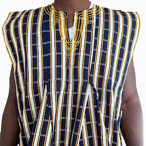 IKAN f&t Handwoven Men&#39;s Kente Fugu Batakari Smock | 100% Cotton | Men | Festival Clothing | African Traditional wear | One Size (S-XL)