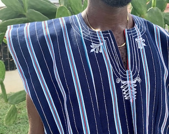 IKAN f&t handwoven Men’s Ghanaian Kente Batakari Fugu African Smock | 100% Cotton | Festival Summer | Traditional Wear | One Size (S-XL)