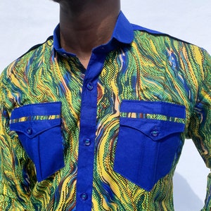 NEW IKAN f&t tailor made Long Sleeve African wax print shirt | Ankara | African Clothing | Smart Casual Clothing