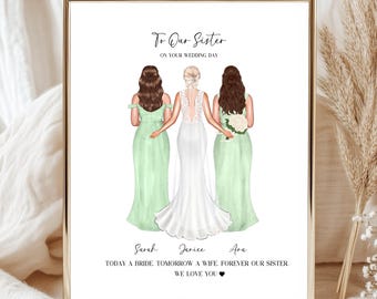 Regalo de boda para novia, regalos para hermanas, boda para ella, regalo de novia personalizado de las hermanas, día de la boda, mejor amiga, recuerdo de boda