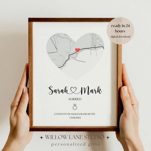 Personalisierte verheiratet Karte Drucken Benutzerdefinierte Paare Geschenk Hochzeitstag & Verlobungsgeschenk Sie sagte Ja Marriage Print Verlobungsgeschenke