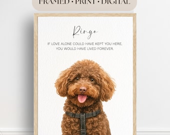 Portrait de chien personnalisé cadeau commémoratif animal de compagnie à partir d'une photo, art mural souvenir aquarelle Noël, portrait de perte d'animal de compagnie
