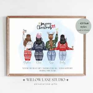 Christmas Gift for Best Friend, BFF Friend Gift, Custom Best Friend Group Print, Custom Birthday gift for Best Friend, Secret Santa Gift