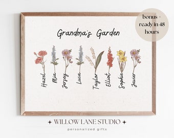 Mom gift from Daughter to Mother's Day, Garden Birth Flower Mother's Day Gift for Grandma Personalised Gift for Mom Birth Flower Print