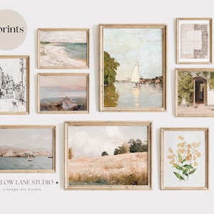 Vintage Summer Bundle Prints | Set of 9 Digital Prints | Gallery Wall Art Set | Vintage Mediterranean Art Printable