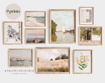 Conjunto de Gravuras Vintage de Verão: Arte de Parede para Galeria Mediterrânea (Download Digital)