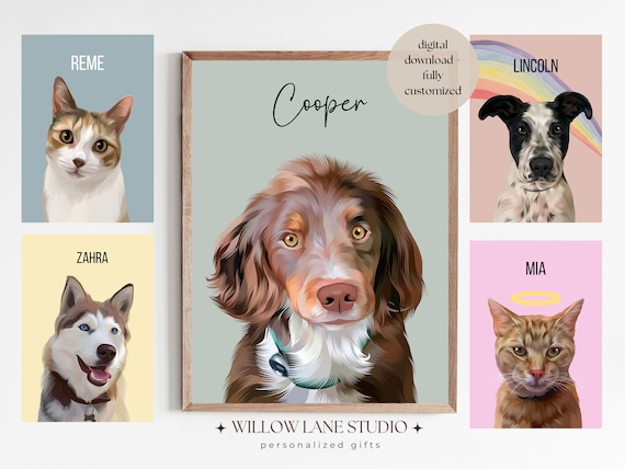 Custom Pet Drawing Gift, Personalized Dog Gift DIGITAL, Hand Drawn Pet Portrait, Pet Memorial Digital Gift, Custom Pet Lover Gifts