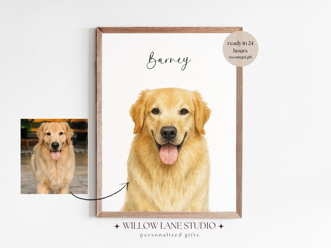 Custom Watercolor Pet Portrait From Photo, Personalized Dog or Cat ...
