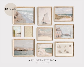 Coastal Summer Bundle Prints | Set of 10 Digital Prints | Gallery Wall Art Set | Vintage Mediterranean Art Printable