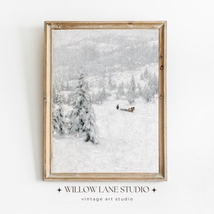 Vintage Snowy Mountain Print: Rustic Winter Landscape (Digital Download)