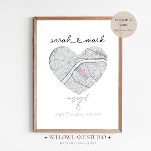 Personalisierte Verlobung Karte Druck Benutzerdefinierte Paare Geschenk Hochzeitstag & Verlobungsgeschenk Sie sagte Ja Marriage Print Verlobungsgeschenke