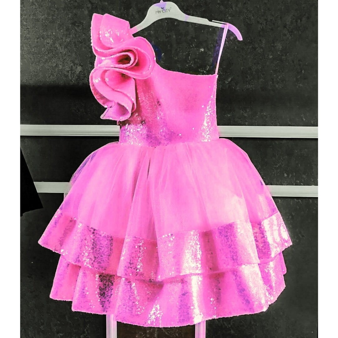 Hot Pink Baby Dress, Hot Pink Birthday Dress, Toddler Birthday Dress