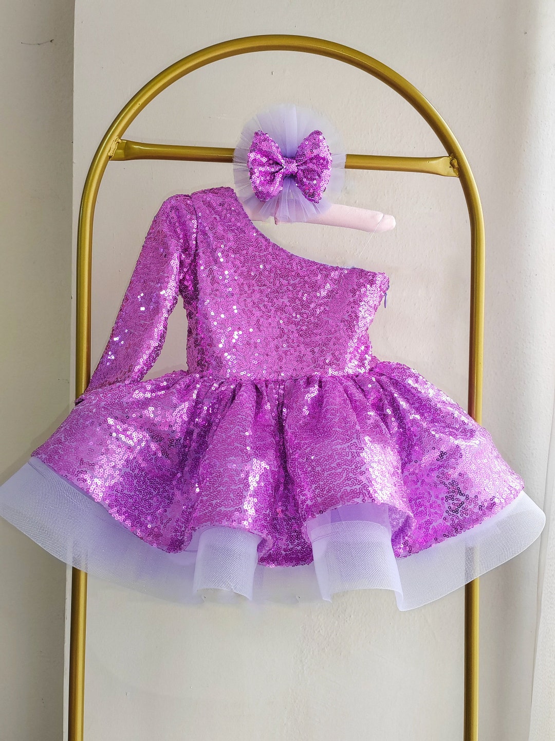 Purple Baby Birthday Dress, Birthday Photoshoot Dress, Pageant Toddler