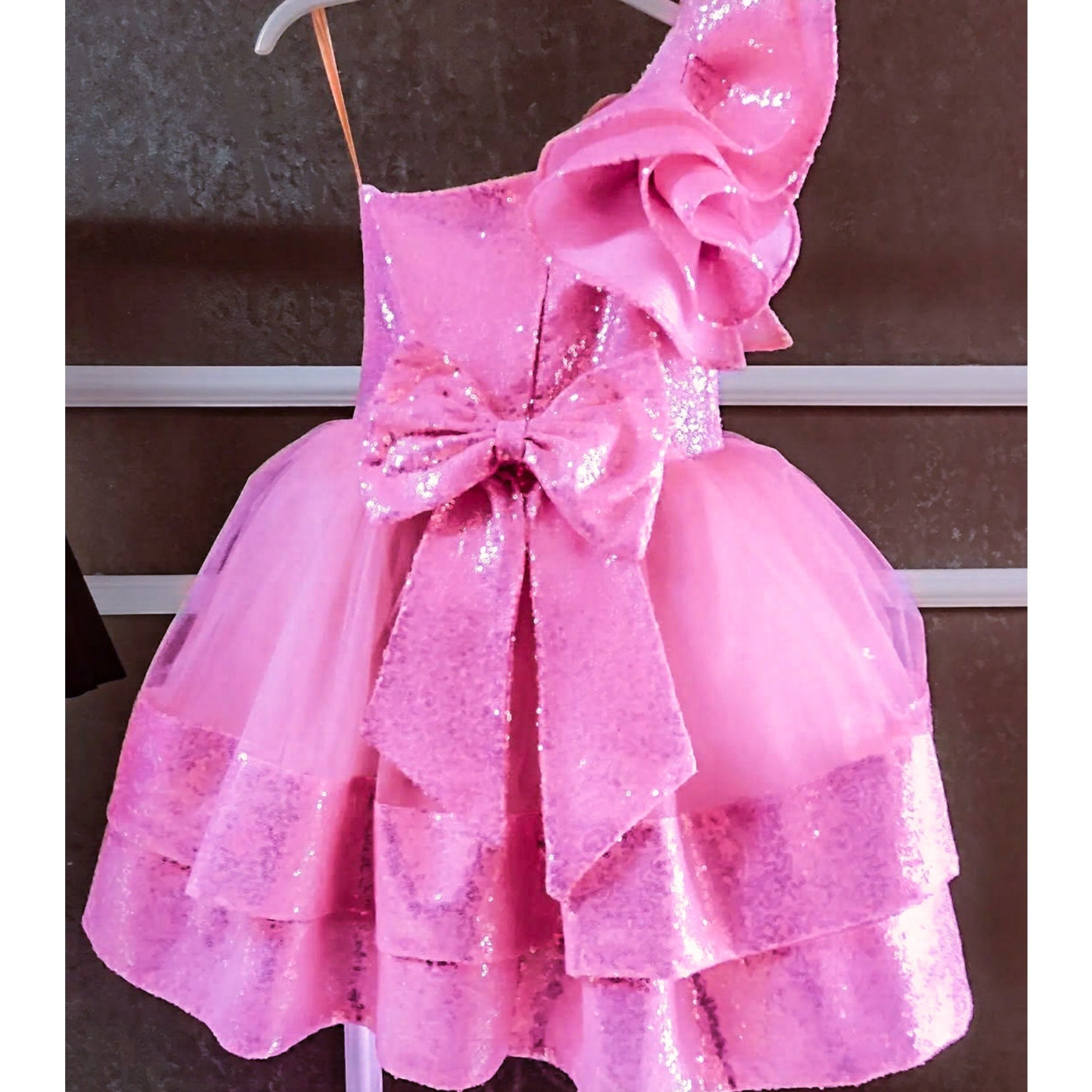 Hot Pink Baby Dress, Hot Pink Birthday Dress, Toddler Birthday Dress