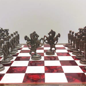 Handmade Chess Set - Customizable Wooden Chess Board with Storage and Metal Chess Pieces - Decorative Chess Board Games - Personalized Gift