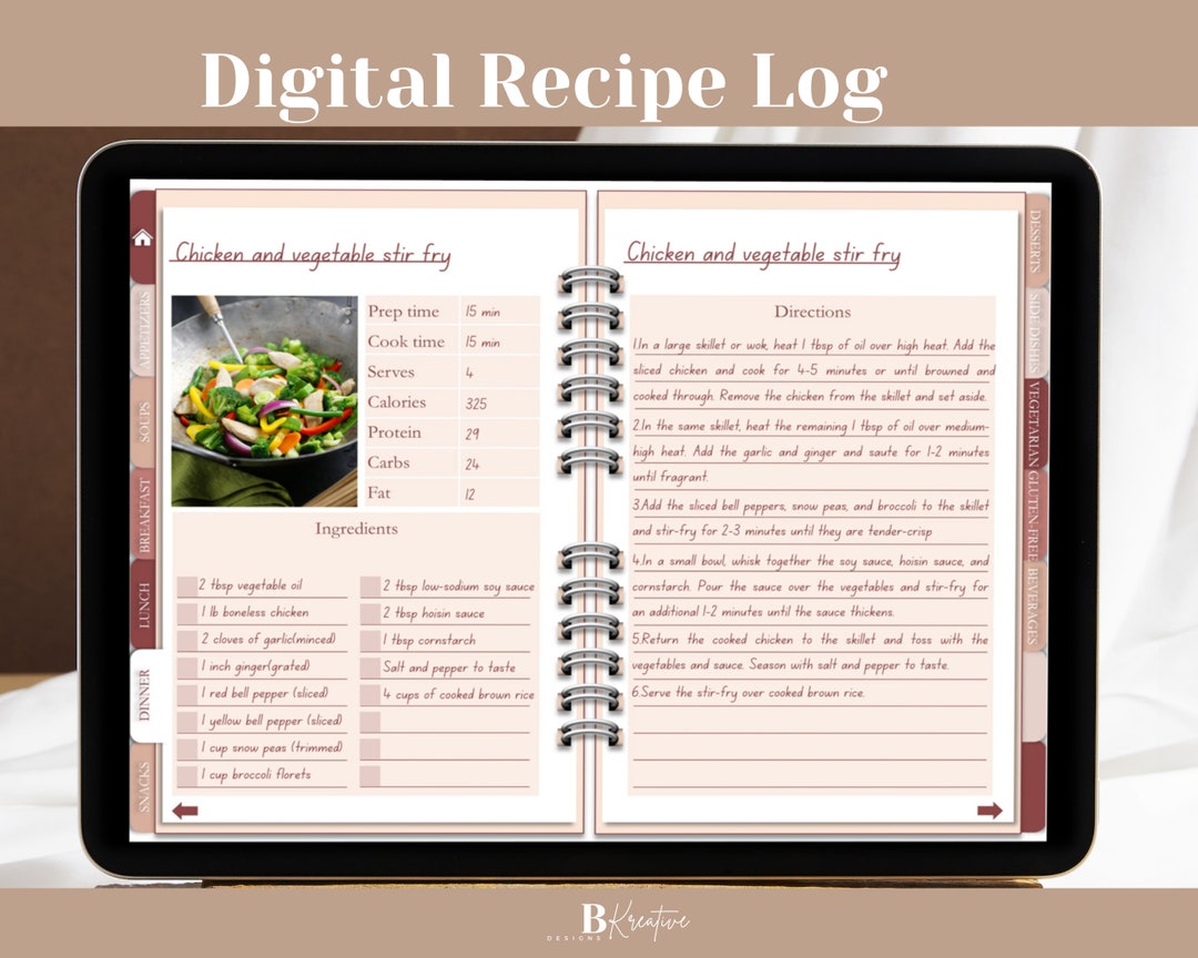 Digital Recipe Book for Ipads Instant Download Organize and Discover