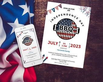 4th of July invitation | 4th of July Clipart | House warming invitation | Independence day invitation | BBQ party invitation