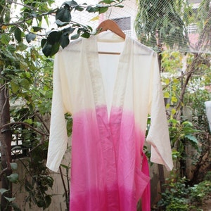 Tie & Dye-kimono | Kimono kleurstof ombre | Loungewear badjas | Nachtkleding badjas katoen | Kimonobadjas Strandkleed | Cadeau voor bruidsmeisje