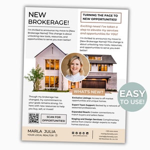 New Brokerage Announcement Flyer, Switch Brokerage Announcement Letter, Realtor Farming Flyer, New Brokerage Mailer, Brokerage Change Letter