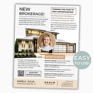 Switch Brokerage Announcement, I&#39;ve Moved Brokerage Template Flyer for Realtors, Chancing Real Estate Brokerage Template New Brokerage Canva
