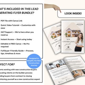 New Construction Buyers Guide Roadmap, editable Canva template for real estate agents, perfect for new home selection guide book.
