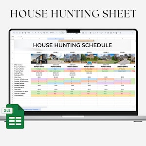 House Hunting Schedule for Home Buyers, House Hunting Sheet for Real Estate Agent, House Hunting Template, Spreadsheet Real Estate Template