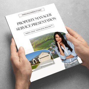 Canva-based service flyer for real estate agents offering lease management, rental marketing, and full-service property management solutions.