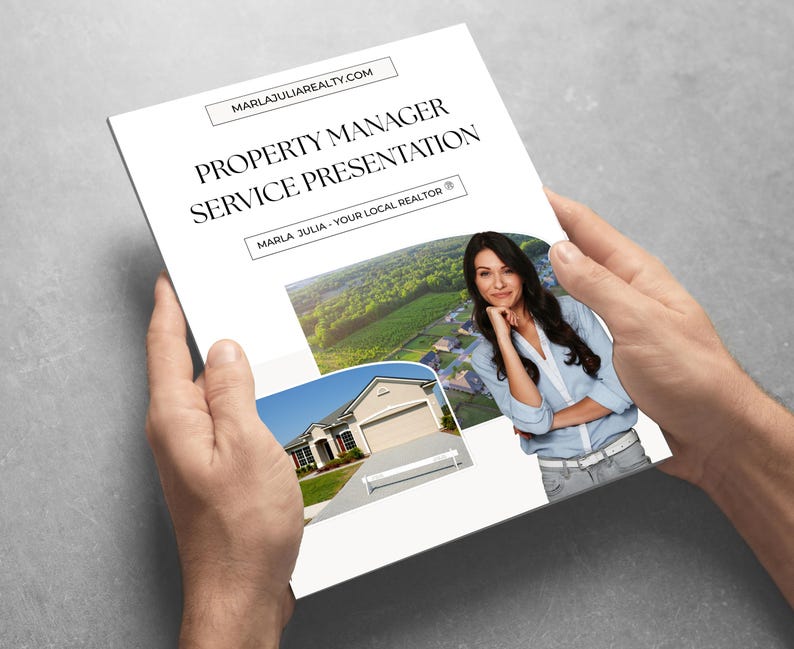 Canva-based service flyer for real estate agents offering lease management, rental marketing, and full-service property management solutions.