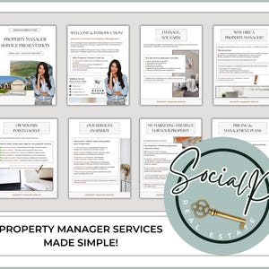 Real estate property manager flyer template designed to market landlord services, rental listings, and management plans for investment properties.
