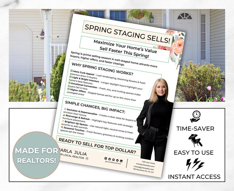 Spring Staging Checklist, Staging Flyer for Real Estate, Home Staging ...