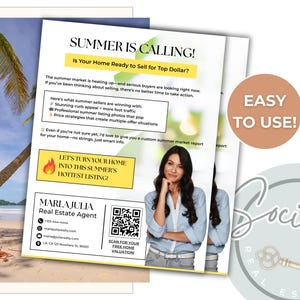 Summer Home Selling Flyer, Summer Home Valuation Flyer, Real Estate Marketing for Summer Listings, Realtor Summer Mailer, Summer Flyer