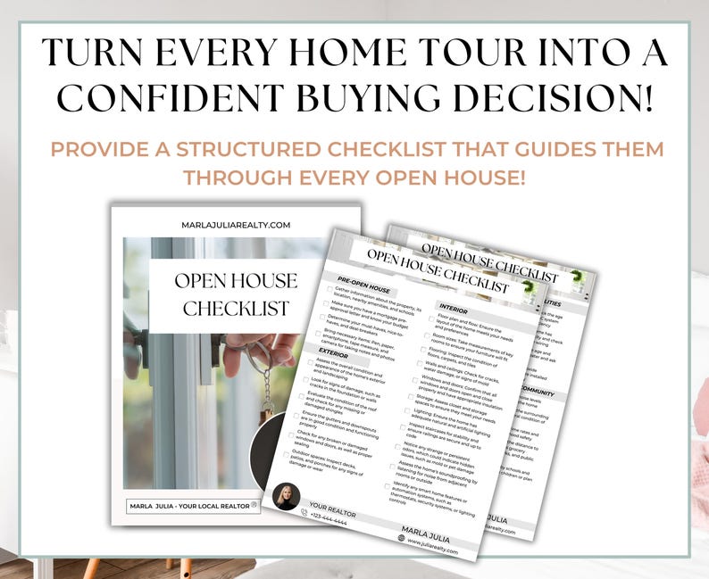 Buyer Open House Checklist, House Viewing Checklist, Home Tour ...
