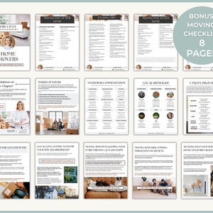 Home Buyer and Seller Moving Guide – 20 Pages of Printable and Editable Canva Templates with Bonus Moving Day Checklist for Realtor Marketing