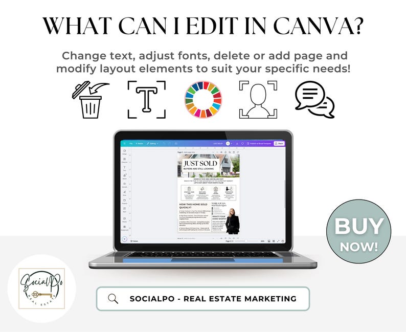 Real Estate Agent Flyer, Home Seller Advertising, Neighborhood Farming Strategy, Just Sold Real Estate Design, Canva Realtor Template