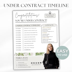 Under Contract Timeline for Home Buyers, Digital and Printable Under Contract Process for Home Buyers, Buyer Agent Closing Timeline Canva