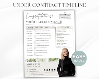 Under Contract Timeline for Home Buyers, Digital and Printable Under Contract Process for Home Buyers, Buyer Agent Closing Timeline Canva