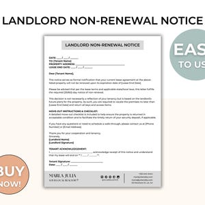 Landlord Non-Renewal Notice Template, Lease Non Renewal Letter, Tenant Notice Form, Property Manager Rental Letter, Rental Lease Termination